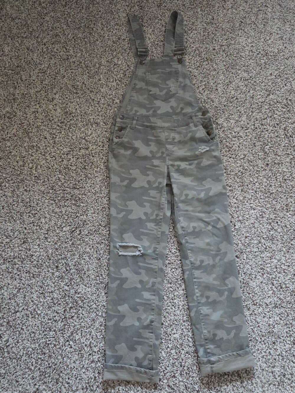 Vanilla Star Women's Overalls Size 0 Camo Green Bibs Distressed Hippie Boho